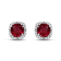 10K White Gold 5x5 MM Cushion Created Ruby and 1/10 Ctw Natural White
Round Diamond Stud Earrings