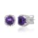 10K White Gold 5x5 MM Cushion Amethyst and 1/10 Ctw Natural White Round
Diamond Stud Earrings