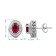 Sterling Silver 7x5 MM Oval Ruby and Natural White Round Diamond Stud Earrings