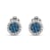 10K White Gold 1/4 Cttw Blue and White Round Diamond Cluster Stud Earrings