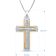 Jewelili Yellow Gold over Sterling Silver Diamond Mens Cross Pendant
with Box Chain