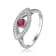 Genuine Ruby Evil Eye Ring with Moissanite Accents
