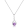 Sophisticated Round Natural Amethyst and White Sapphire Sterling Silver
Pendant With Chain