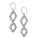 Sterling Silver Double Open Trillion Dot Hanging Earrings