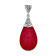 Sterling Silver Gems of the Sea Red Coral Pearshape Pendant