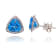 18K White Gold Swiss Blue Topaz And Diamond Stud Earrings
