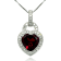 14K White Gold Garnet Heart Shape Pendant
