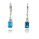 14K White Gold Swiss Blue Topaz and Diamond Dangling Earrings