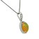 14K White Gold Opal and Diamond Pendant With Chain