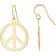14K Yellow Gold 21 mm Peace Sign Dangle Earrings for Women