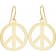 14K Yellow Gold 21 mm Peace Sign Dangle Earrings for Women