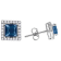 Diamond2Deal 925 Sterling Silver Royal Blue Cubic Zirconia Square Stud
Earrings for Women