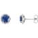 Diamond2Deal 14K White Gold 4 mm Lab-Grown Blue Sapphire and 1/10 CTW
Round Diamond Stud Earrings