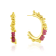 Cerise pink Jade Pellet Hoop (Gold Vermeil)