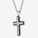 Black and White Diamond Stainless Steel Black IP Cross With Chain .50ctw