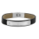 Diamond Accent Stainless Steel and Black Faux Leather ID Bracelet