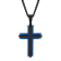 Stainless Steel Black & Blue Ion Plated Cross Pendant