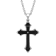 Diamond Accent Black Ion Plated Stacked Cross Pendant