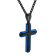 Stainless Steel Black & Blue Ion Plated Cross Pendant