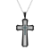 0.12CTW Blue Diamond Two-Tone Stainless Steel Cross Pendant