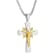 1/10CTW Diamond Stainless Steel Yellow Ion Plated Crucifix Pendant