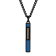 Black Stainless Steel Vertical Bar Pendant with Blue and Gold Tone Accents