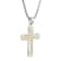 White Diamond Stainless Steel Yellow IP Cross With Chain .25ctw