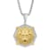 1/4CTW Diamond Stainless Steel Yellow Ion Plated Lion Face Medallion Pendant