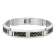 Diamond Accent Stainless Steel Black Carbon Fiber Link Bracelet