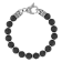 Black Lava Bead and Stainless Steel Bolo Bracelet
