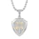 Diamond Accent Stainless Steel Fleur-de-Lis Shield Pendant in White