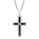Diamond Accent Stainless Steel Black Enamel Cross Pendant