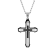 Black Diamond Stainless Steel Black IP Cross With Chain 1/6ctw