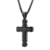 Black Diamond Stainless Steel Black IP Cross With Chain .25ctw