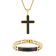 Diamond Accent Two-Tone Stainless Steel Cross Pendant & ID Bracelet Set