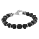 Black Lava Bead and Stainless Steel Bolo Bracelet