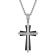 1/3CTW Diamond Stainless Steel Black Ion Plated Stacked Cross Pendant