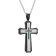 0.12CTW Blue Diamond Two-Tone Stainless Steel Cross Pendant