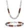 Stainless Steel Brown Ion Plated Tag Necklace and Bracelet Set