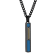 Black Stainless Steel Vertical Bar Pendant with Blue and Gold Tone Accents