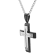Diamond Accent Stainless Steel Black Ion Plated Stacked Cross Pendant