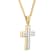 White Diamond Stainless Steel Yellow IP Cross With Chain .10ctw