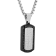 3/8CTW Black and White Diamond Two-Tone Stainless Steel Dog Tag Pendant