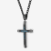 Blue Diamond Stainless Steel Black IP Cross With Chain .10ctw