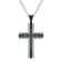 1/6CTW Blue Diamond Stainless Steel Black Ion Plated Stacked Cross Pendant