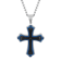 Diamond Accent Stainless Steel Black and Blue Ion Plated Cross Pendant