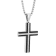 3/4CTW Black and White Diamond Stainless Steel Black Ion Plated Cross Pendant