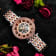 Women's Automatic Watch Rose Case, Skeleton Dial, Hands with Two-Tone
Link Bracelet