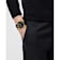 Greca Chrono Wave Black Dial Leather Strap Watch