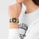 Opium Black Dial Leather Strap Watch